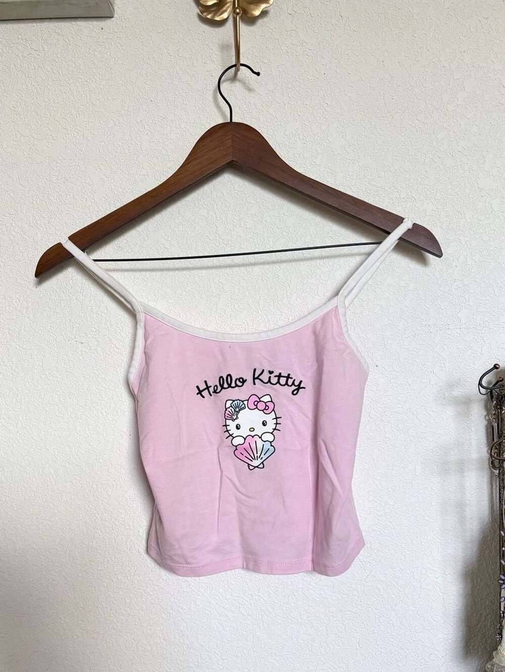 Sanrio Hello Kitty Crop Top Camisole Pink Shell Graphic